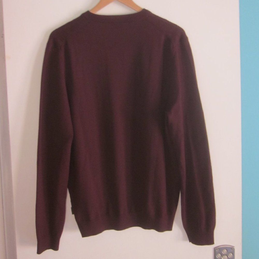 Hugo Boss Mens Sz XL Dark Burgundy Wool Pullover Fitted Sweater Lightweight Knit - Picture 7 of 16
